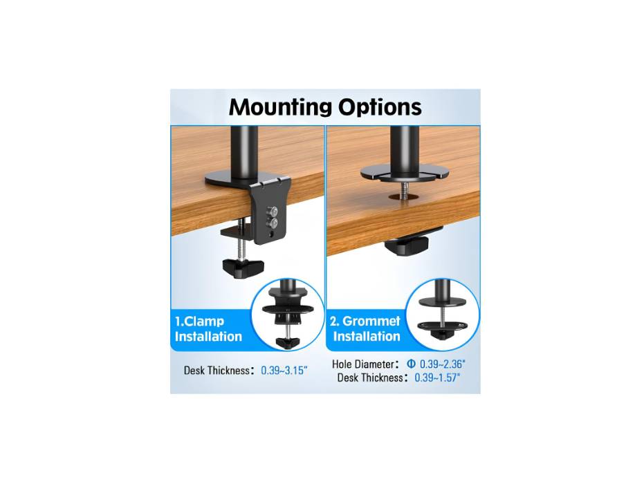 MOUNTUP Dual Monitor Stand Stacked, Vertical Stacked Monitor Mount for 2 Max 32 inch Screens, Computer Monitor Desk Mount with Height Adjustable, Swivel, Tilt, VESA Bracket with C-Clamp & Grommet Base