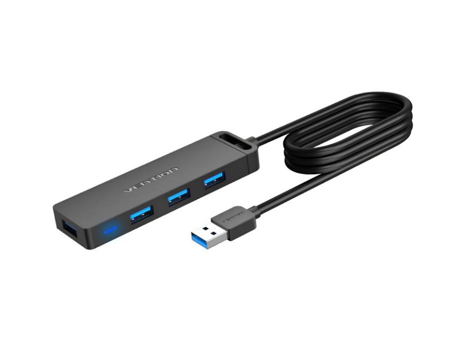 VENTION 4-Port USB 3.0 Hub Ultra-Slim Data USB Splitter (USB A, 1 Meter)