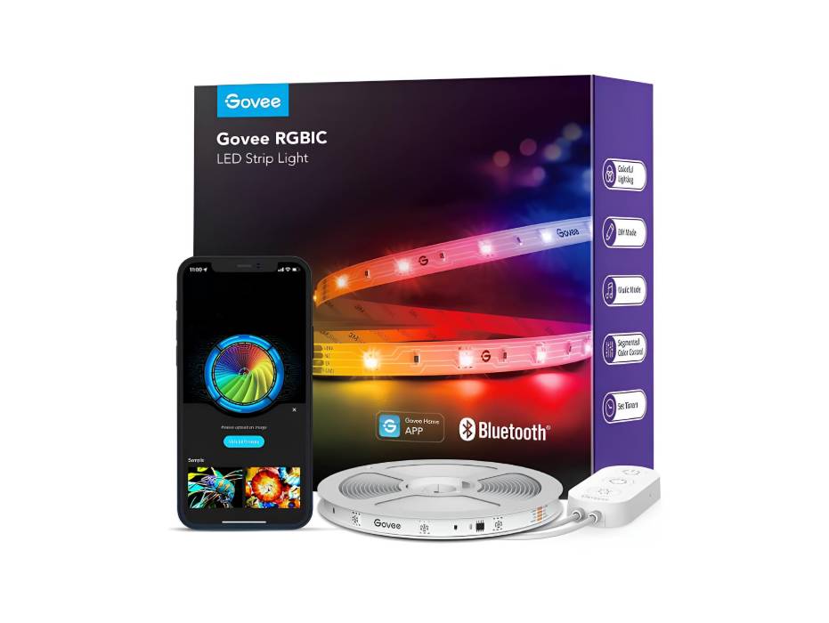 Govee RGBIC LED Strip Light 5M, Smart Lights for Bedroom, Bluetooth LED Strip APP Control, DIY Multiple Colors on One Line, Music Sync [Energy Class G]