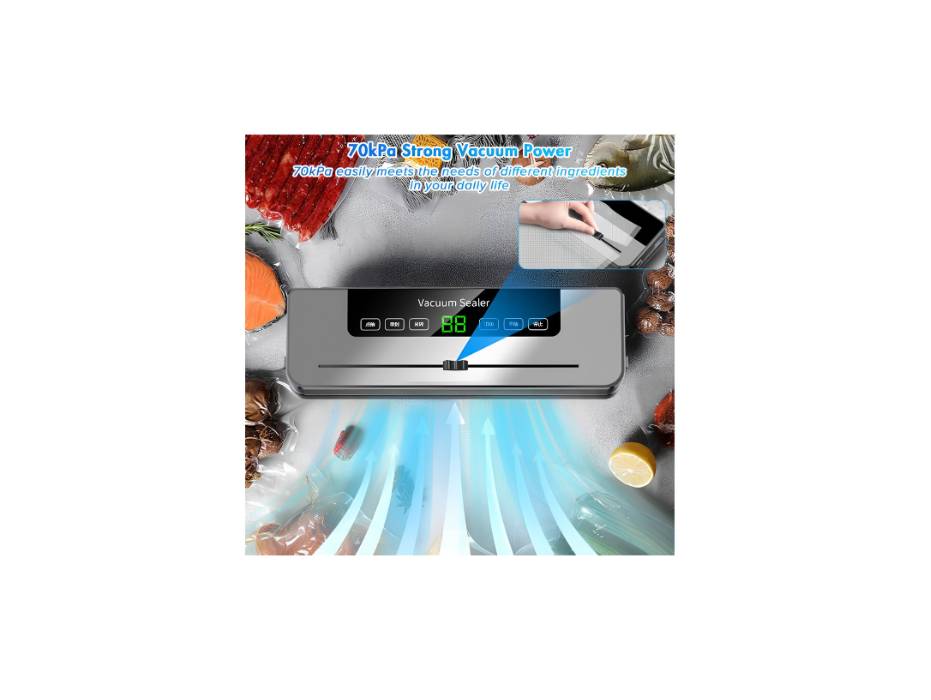 Necomi Vacuum Sealer, 6-in-1 Automatic Sealing Food Saver Machine, Dry & Moist Sealing Modes, Built-in Cutter, for Food Fresh and Storage