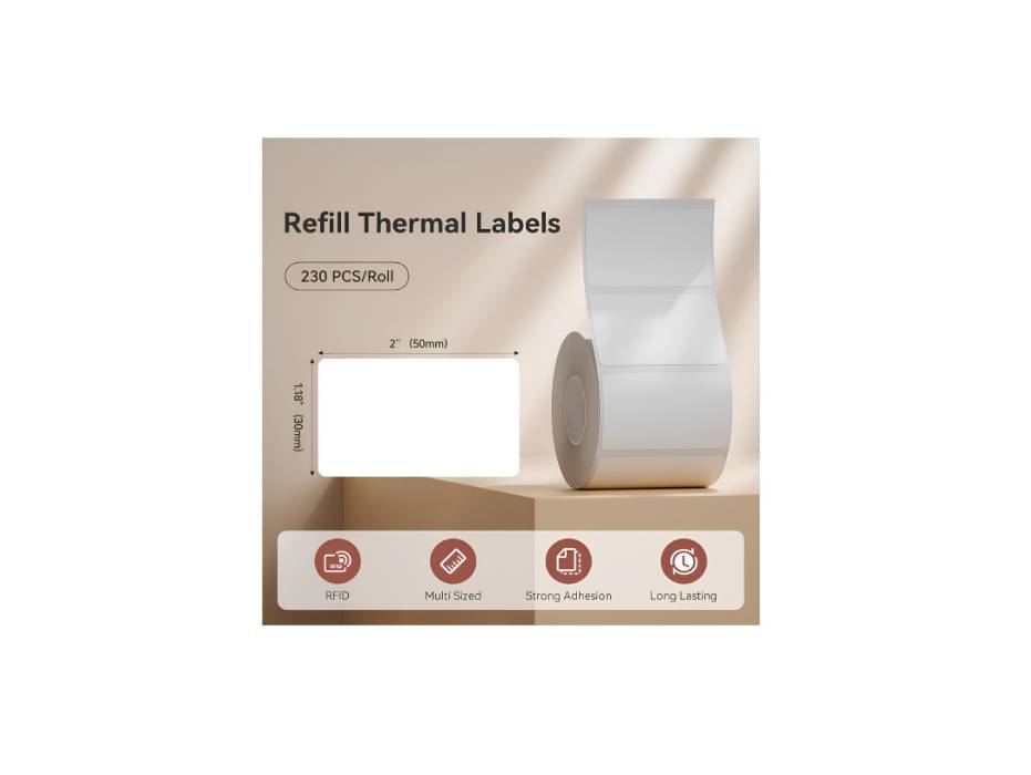 NIIMBOT Label Tape Compatible for NIIMBOT B1/B21 Label Printer,(50×30 mm) 230 Labels/Roll, Black on White