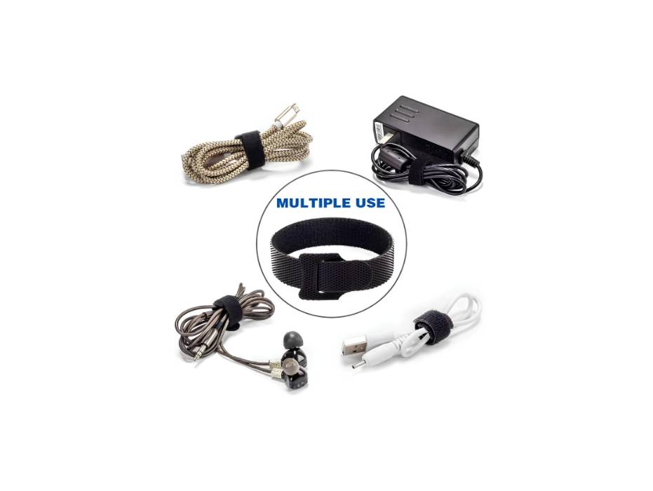 OneLeaf Reusable Cable Ties, 80pcs, Black