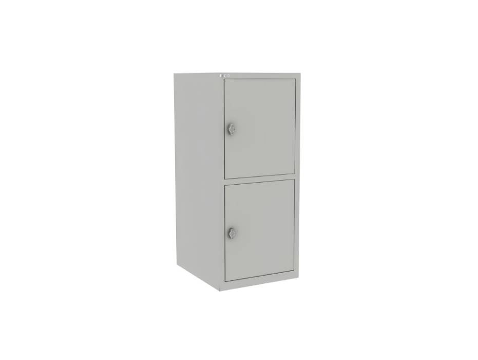 RIGID Two Door Mini Locker, Steel Storage Cabinet with Lock for Home, Office, School Use, Grey