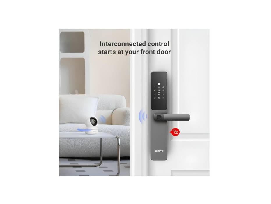 EZVIZ Smart Lock DL05, 7-in-1 Keyless Entry Door Lock, with Fingerprint Access – Secure Keyless Entry, Instant Alerts, Child Safety Privacy Control 5085