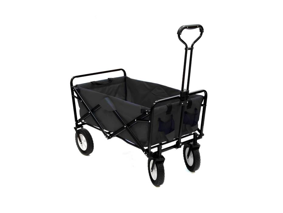 CRONY TC3015 Folding Cart Heavy Duty, Folding Wagon Utility Shopping Outdoor Cart, 80kg Capacity | Black