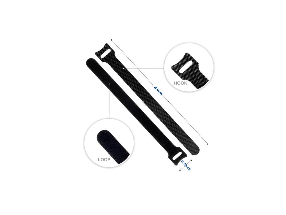 OneLeaf Reusable Cable Ties, 80pcs, Black