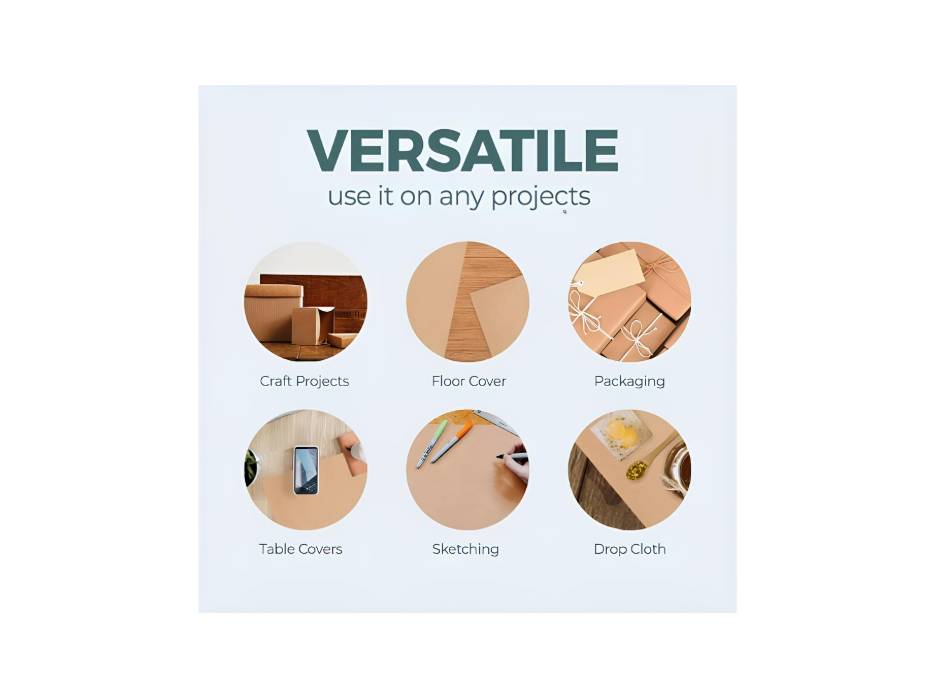 Premify Brown Kraft Paper Roll (44cm X 35m) 80GSM | Biodegradable Recycled Material - Arts & Crafts Gift