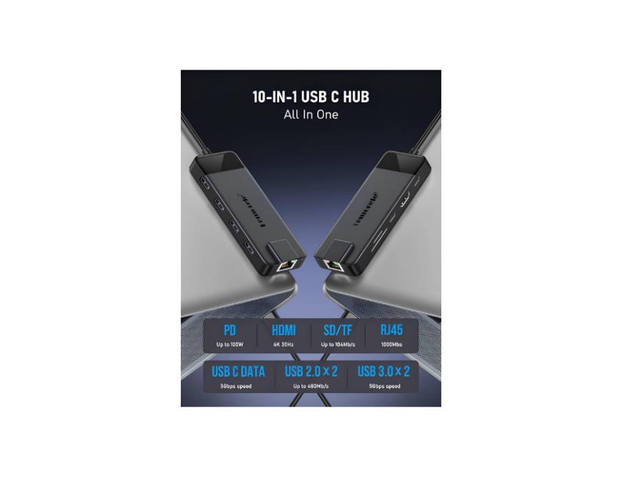 Lemorele USB C Hub - 10 in 1 Multiport Adapter, USB C Docking Station