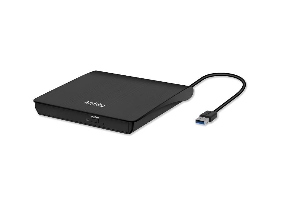 Antika USB 3.0 External DVD/CD Burner, Portable Ultra Slim Design, DVD/CD Reader, Compatible with Windows and Mac