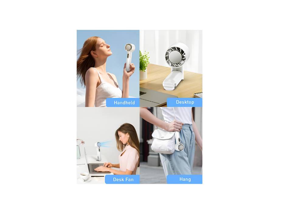 Handheld Fan with Cold Compress Function, Foldable, Rechargeable Fan with 4000mAh Battery, 5 Speeds LED Digital Display