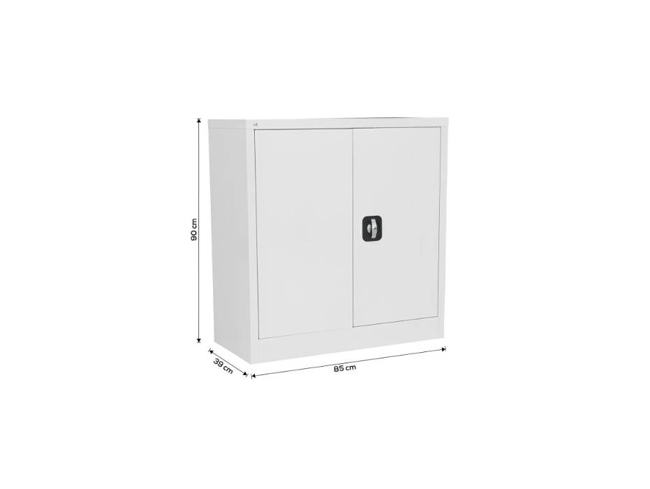 RIGID Office Cupboard Low Height, Steel Filing Cupboard, Cabinet with Shelves Storage Compartment, White