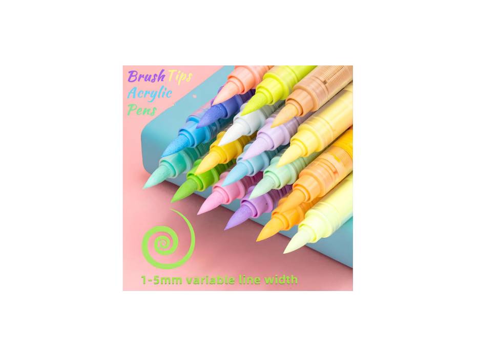 Macaron Acrylic Paint Markers, 24 Colors Anime Pro Soft Brush Tip Quic ...
