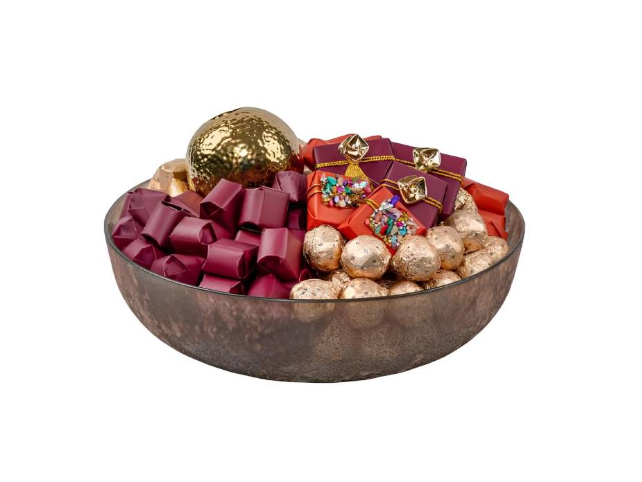 Patchi Ramadan-themed box Collection - 1910 g - 29.5 cm x 29.5 cm x 9 cm, Glass Bowl - Gold
