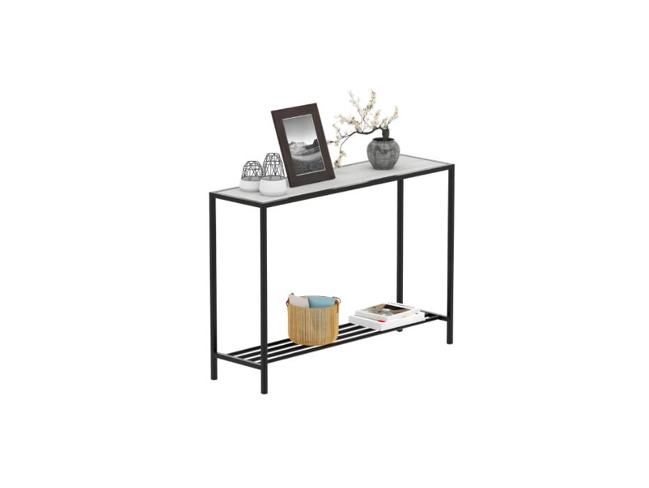 RIGID Console Table with Storage | Slim Modern Side Table | Sturdy Wooden Coffee End Table for Home and office (76H x 106W x 30D CM)