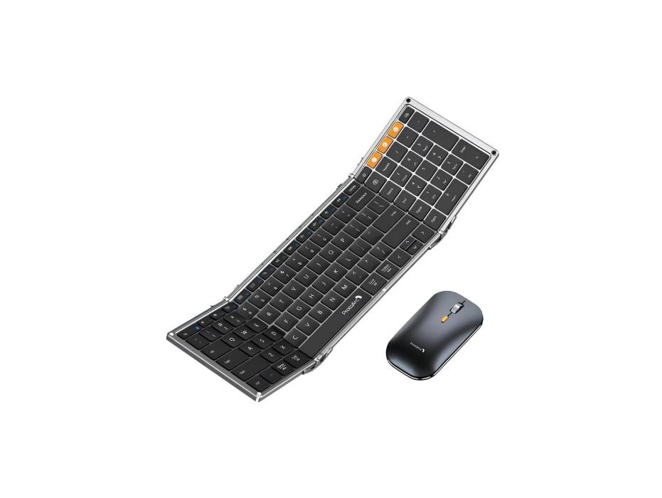 ProtoArc Foldable Keyboard and Mouse, XKM01 True Full-Size Folding Keyboard, 2.4G+Dual Bluetooth Portable Mouse Keyboard