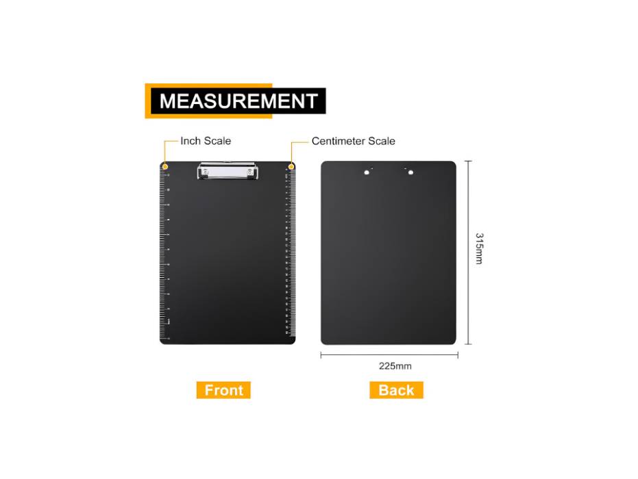 Srvnpioy A4 Plastic Clipboard, Black - Pack of 5