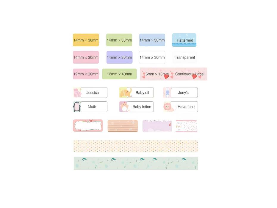 SUPVAN Thermal Label Tape, E10/E16 Labels Paper, Continuous Label Tape 0.59in x 19.68in, Waterproof Labels (Transparent)