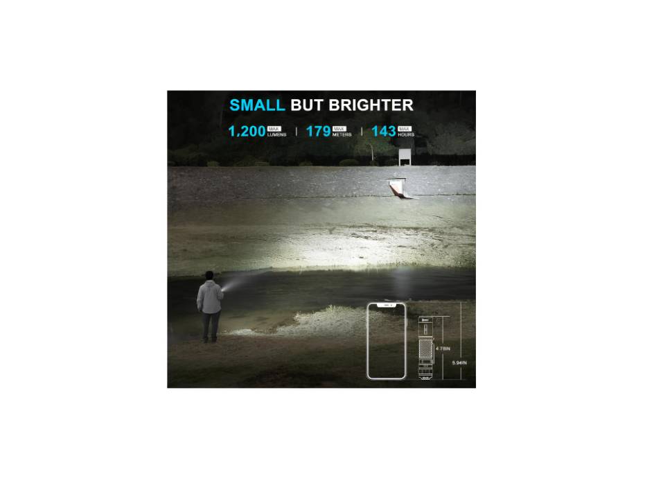 WUBEN C3 Flashlight Rechargeable 1200 Lumen LED Rechargeable Torch Light 6 Modes - Army Green