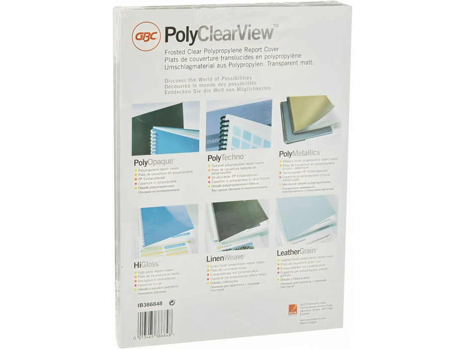 GBC PolyClear View Frost Binding Cover A4, 300micron, 100sheets/pack (107SIB386848)