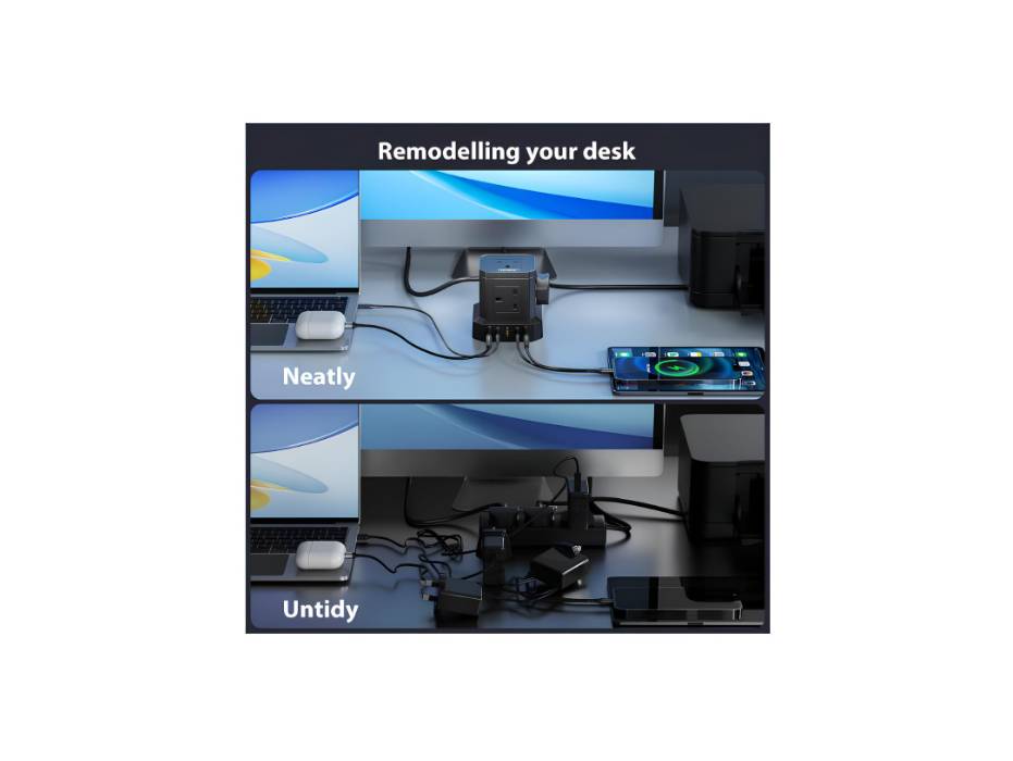 TOPREK 100W PD3.0 Fast Charge Extension Lead with Usb Slots, Simultaneous Fast-charging of 10 devices, Usb Extension Cable