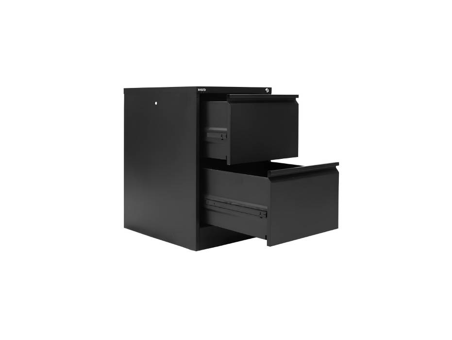 RIGID Steel Vertical Filing Cabinet Large Storage steel Cabinet, Metal Portable Cabinet with 2 Drawers for A4/Letter, Black