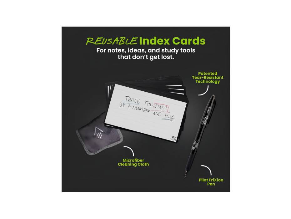Rocketbook Cloud Cards - Eco-Friendly REUsable Index Note Cards With 1 Pilot Frixion Colorstick Pen & 1 Microfiber Cloth Included - Single Set Of 40 (7.6 cm X 12.7 cm)
