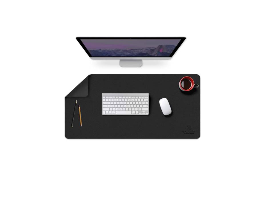 EXCOVIP Double Sided PU Leather Waterproof Desk Pad Protector, for Home and Office, 80cm x 40cm (Black) 3761