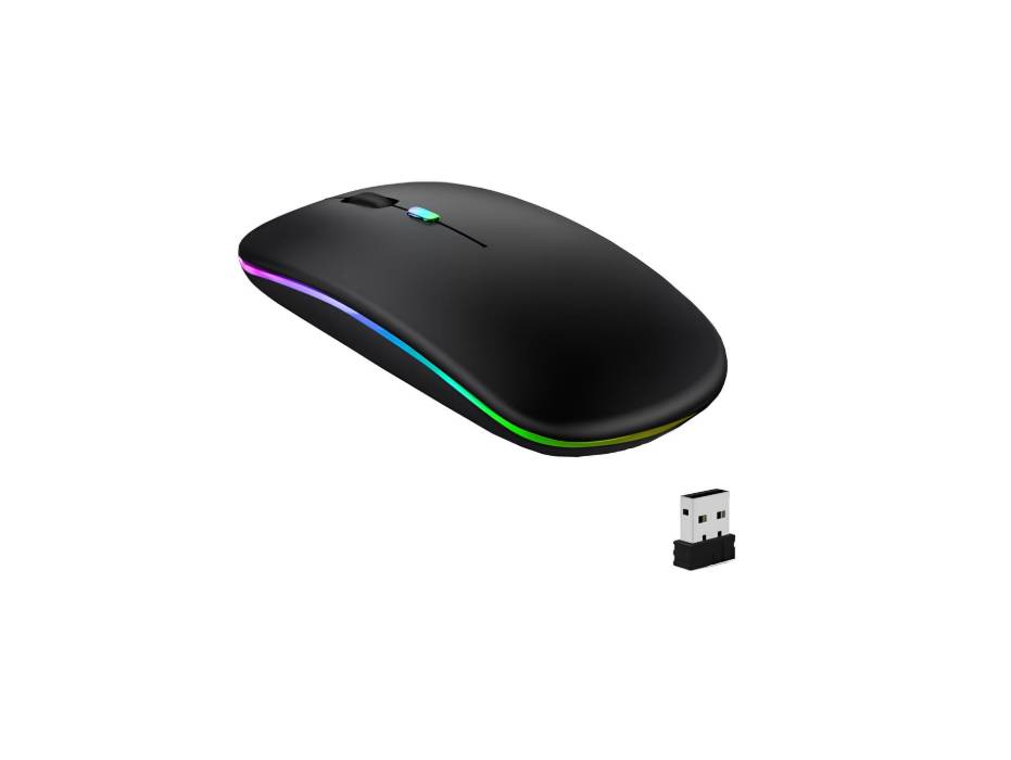 ANYOUI Wireless Bluetooth Mouse, LED Slim Dual Mode (Bluetooth 5.1 + USB) 2.4GHz Rechargeable Silent Bluetooth Wireless Mouse