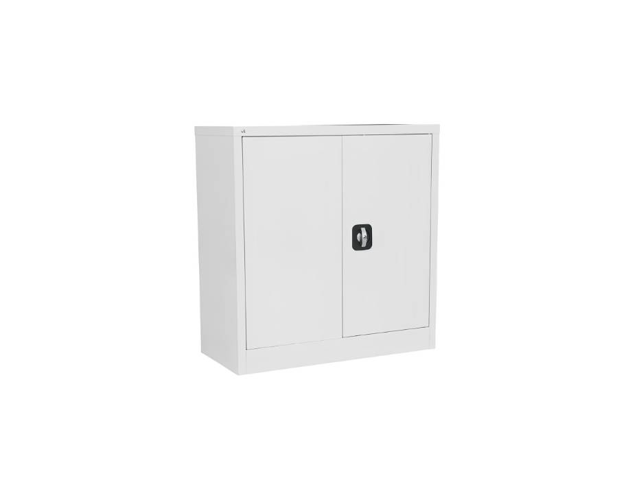 RIGID Office Cupboard Low Height, Steel Filing Cupboard, Cabinet with Shelves Storage Compartment, White