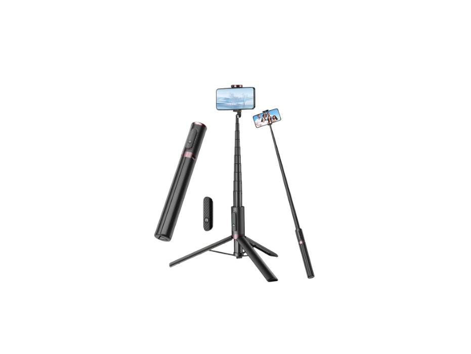 Toneof All in One Phone Tripod Selfie Stick/Stand, 170cm with Remote - Black
