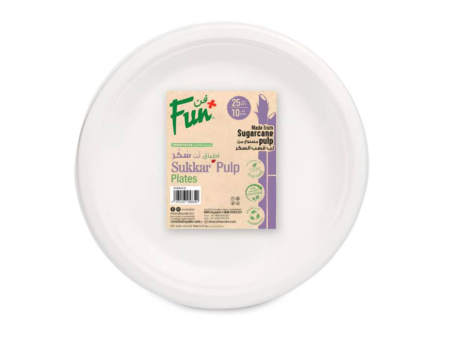 Fun Sukkar Pulp Plates 10 inches, 25pcs/pack