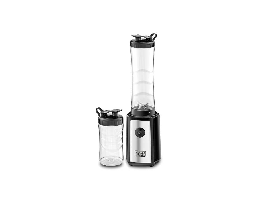 BLACK+DECKER Sports Blender/Smoothie Maker, 300W, 6-Piece Set with 500ml & 300ml BPA-Free Sports Bottles, 21,500 RPM Turbo Speed, Stainless Steel Blades for Ice & Frozen Fruits