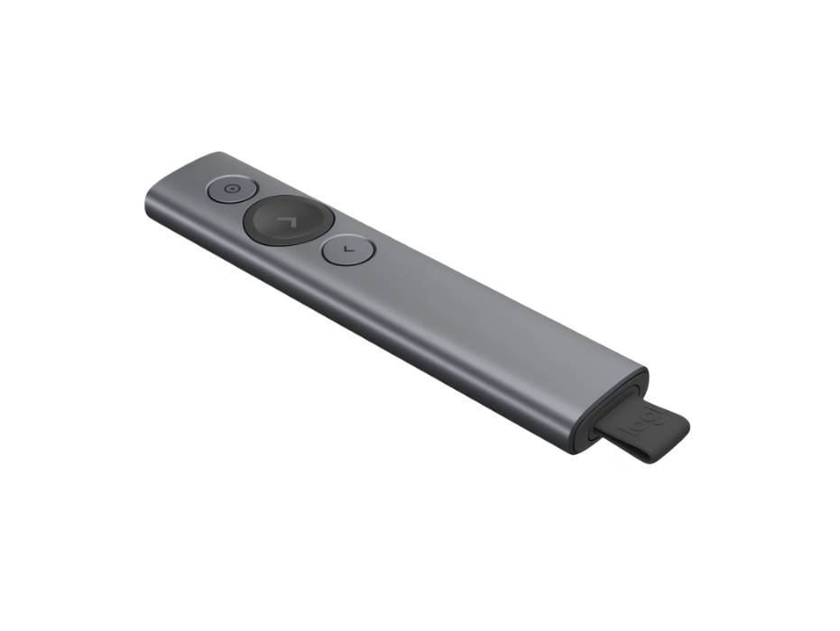 Logitech Spotlight Presentation Remote - Universal Wireless Presentation Clicker with Laser Pointer, Bluetooth, 30m Range and Quick Charging - Slate