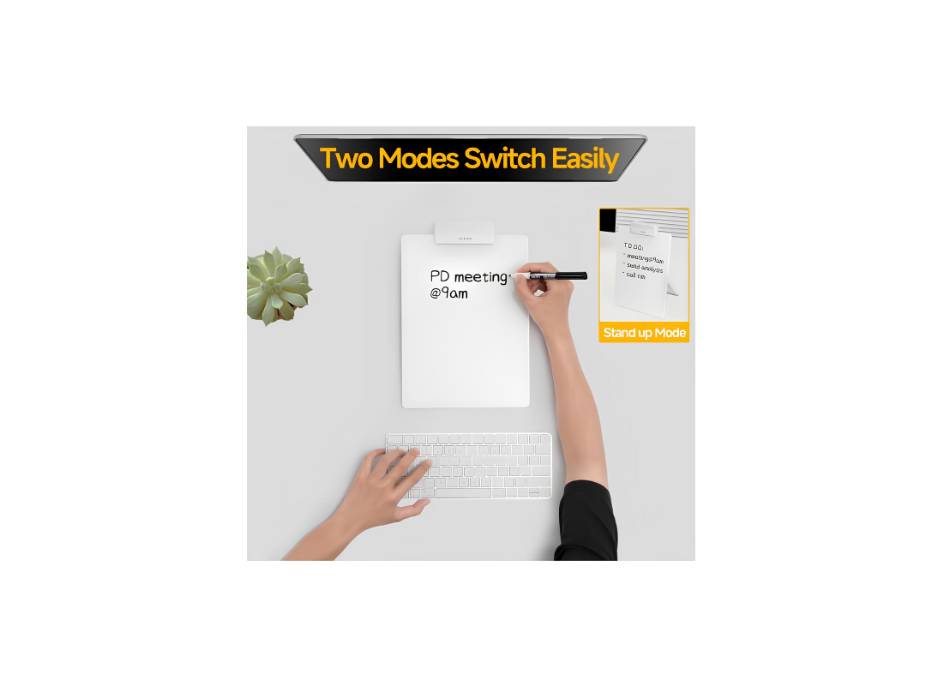 Glass Desktop Whiteboard with Reversible Stand, 8.5‘’x11.8'' Tabletop, To Do List Board, Design for Home Office and School