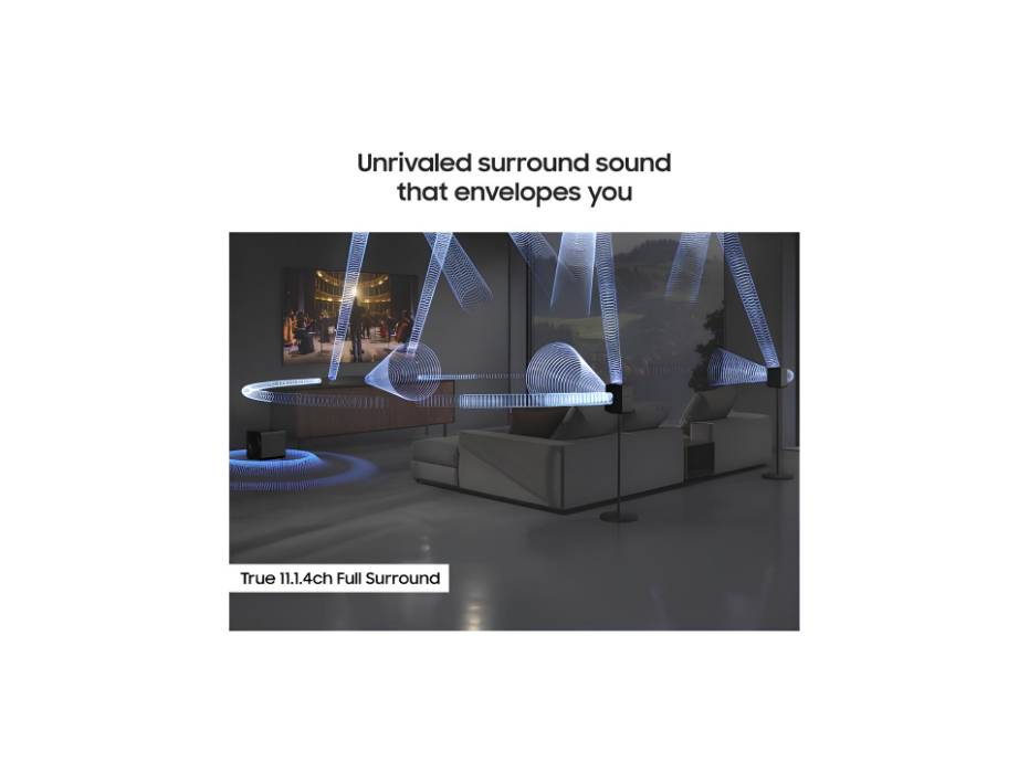 Samsung Q-series Soundbar, Q990F, 11.1.4 ch, Subwoofer & Rear Speaker, True 11.1.4ch Full Surround, Wireless Dolby Atmos, Q-Symphony, SpaceFit Sound Pro, HW-Q990F/ZN