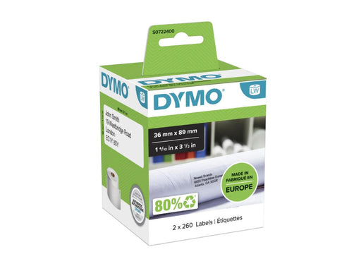 DYMO (99012) Large Address Labels, White Paper, 89 x 36 mm, [2X260 Labels/Roll] - Altimus