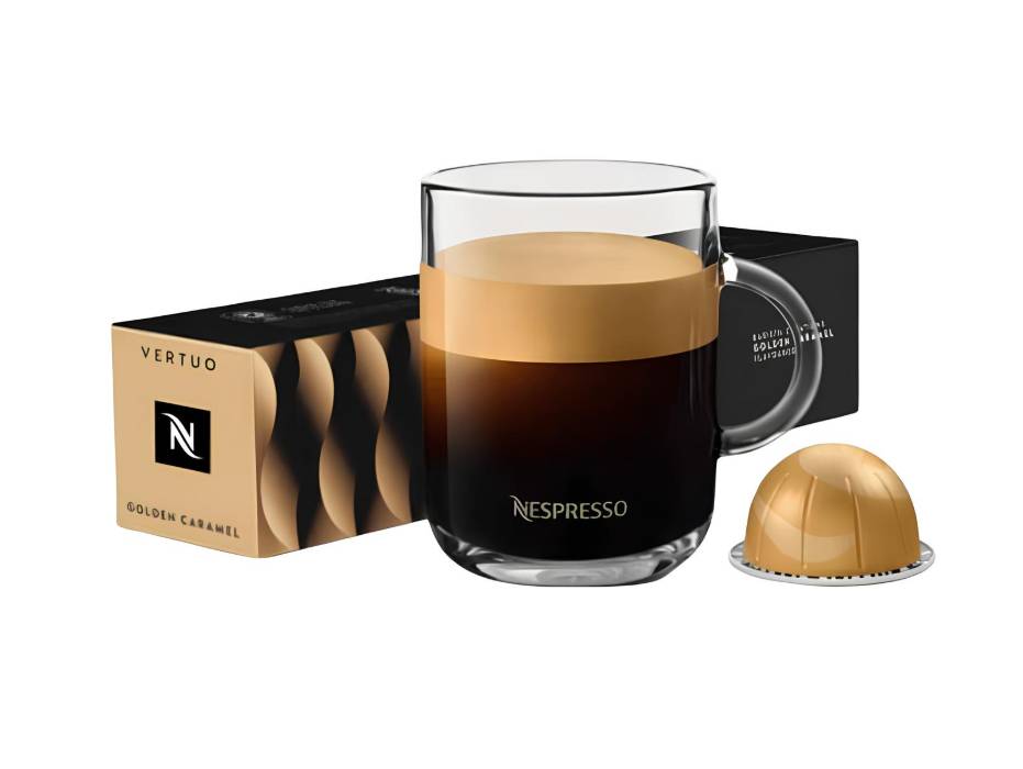 Nespresso Vertuo Golden Caramel, Creamy and Biscuity, 10 Capsules