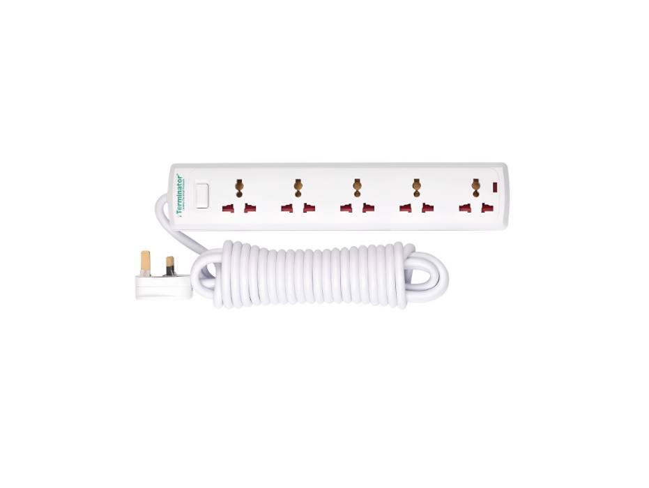 Terminator 5 Way Universal Power Extension Socket With Master Switch, Indicator and 3M Cable - TPB 525-3M