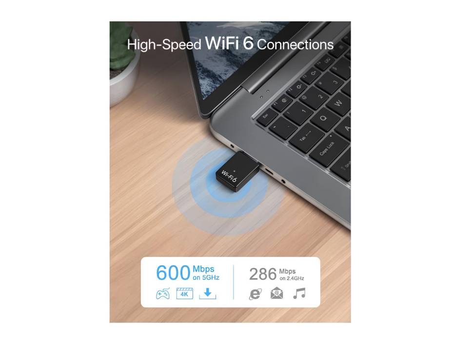 BrosTrend AX900 USB WiFi Adapter, Mini WiFi 6 Adapter for Windows 11/10/7, Dual Band 5GHz 600Mbps + 2.4GHz 286Mbps