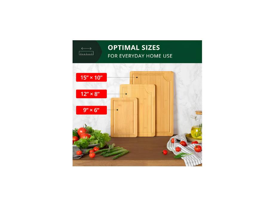 Bamboo Cutting Board Set, 3pcs