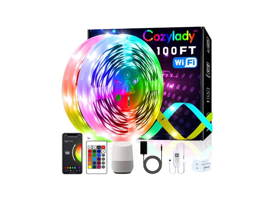 Cozylady 30M Wifi LED Strip Lights Smart LED Light Strips Compatible with Alexa, Google Home Controlled by APP - Music Sync LED Lights Strip