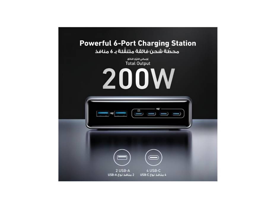 Anker Prime Charger, 200W 6-Port GaN Charging Station, Fast Charging USB C Charger