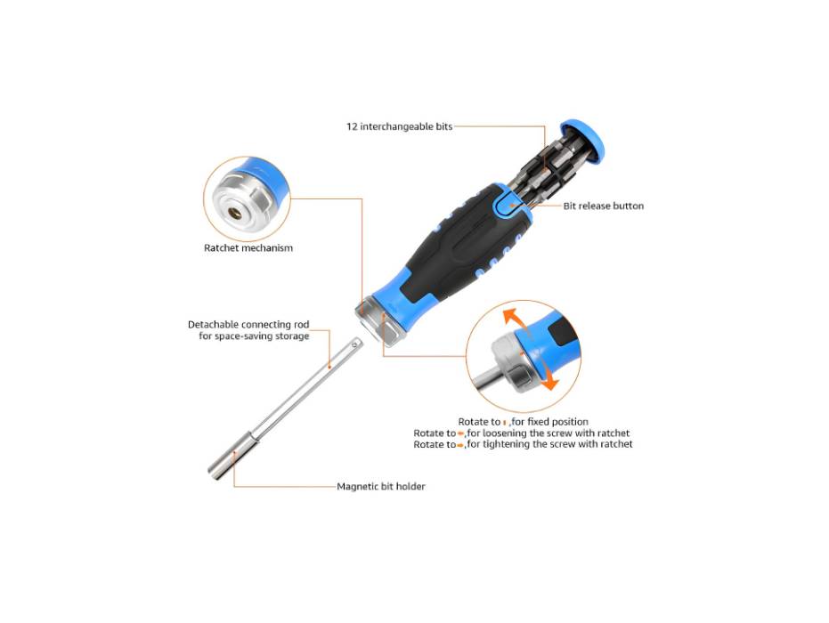 Basics 12 Piece in-1 Magnetic Ratchet Screwdriver