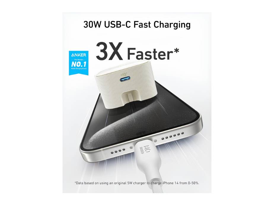 Anker Nano USB C Plug, 30W High-Speed USB C Charger with Foldable Plug (Cable Not Included)