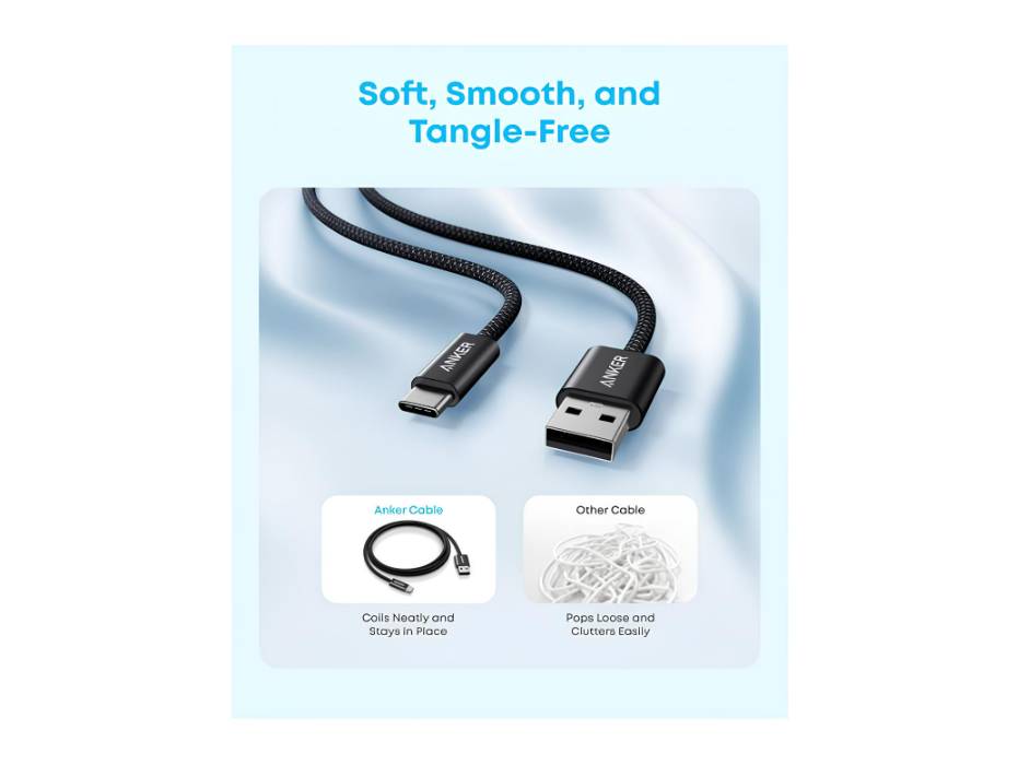 Anker Zolo USB to USB C Cable, Seamless CarPlay Connection, 3 FT Durable and Braided Type C Fast Charging Cable