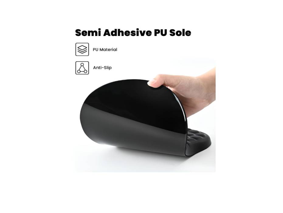 EooCoo Mouse Pad Wrist Support with Memory Foam & Non-Slip Silicone Base, Ergonomic, 12x8 inch, Black