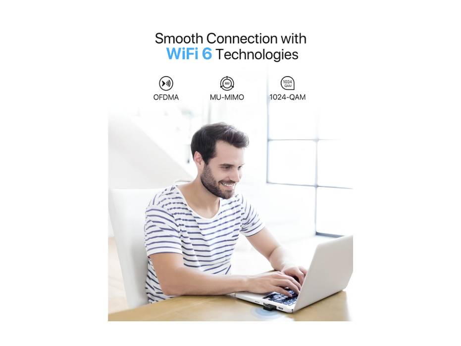 BrosTrend AX900 USB WiFi Adapter, Mini WiFi 6 Adapter for Windows 11/10/7, Dual Band 5GHz 600Mbps + 2.4GHz 286Mbps