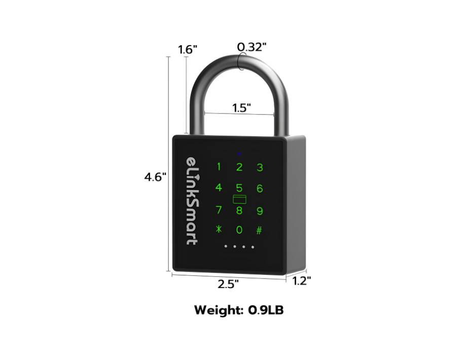 eLinkSmart Heavy Duty Smart Padlock with Key, PadLock with Code Keypad, Weatherproof Bluetooth RFID Keyless Electronic Digital Combination Lock