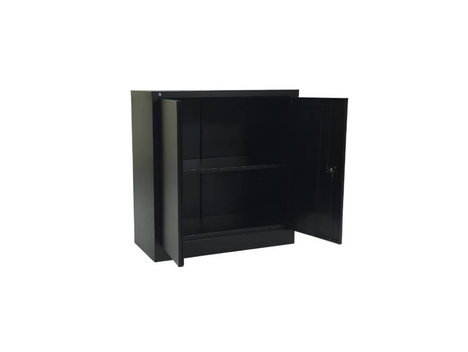 RIGID Office Cupboard Low Height, Steel Filing Cupboard, Cabinet with Shelves Storage Compartment, Black