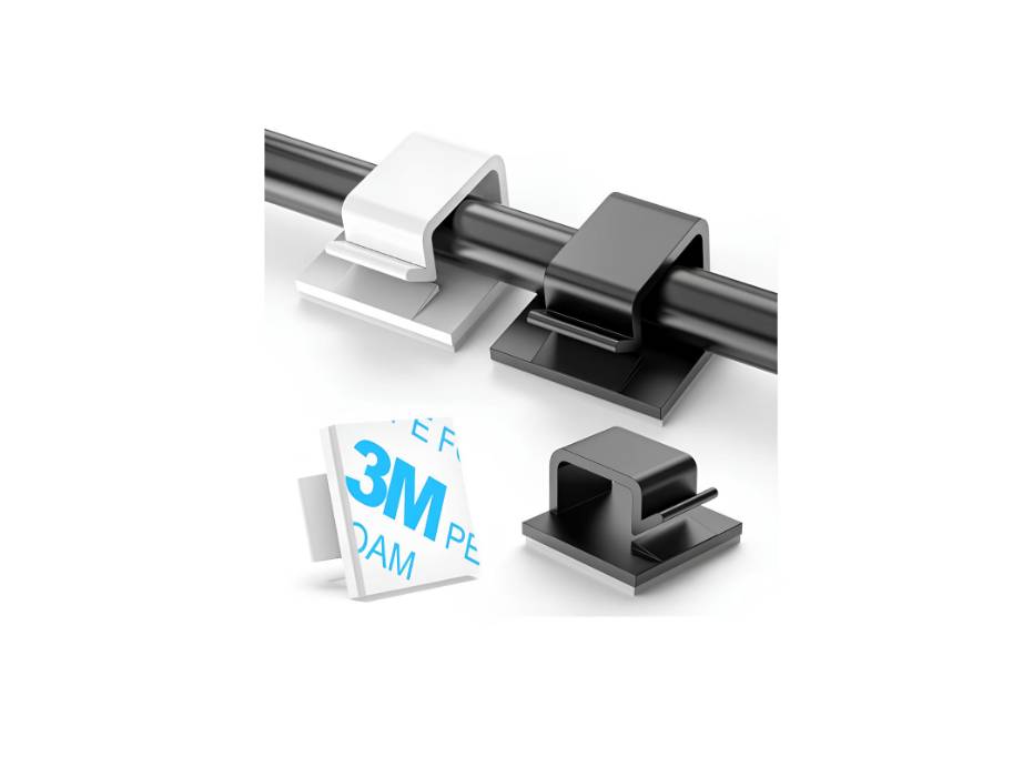 Small Cable Clips for Cord Management under Desk Nightstand, phone, PC charger, (Black & White),100pcs/pack